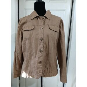 Coldwater Creek size L Women Brown Textured Button Up Jacket Size Large